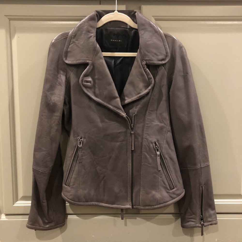 Tahari Soft Lambskin Leather Jacket size L